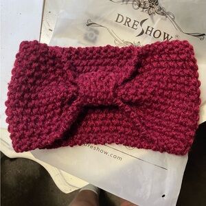 Burgundy Knit Headband Ear Warmer